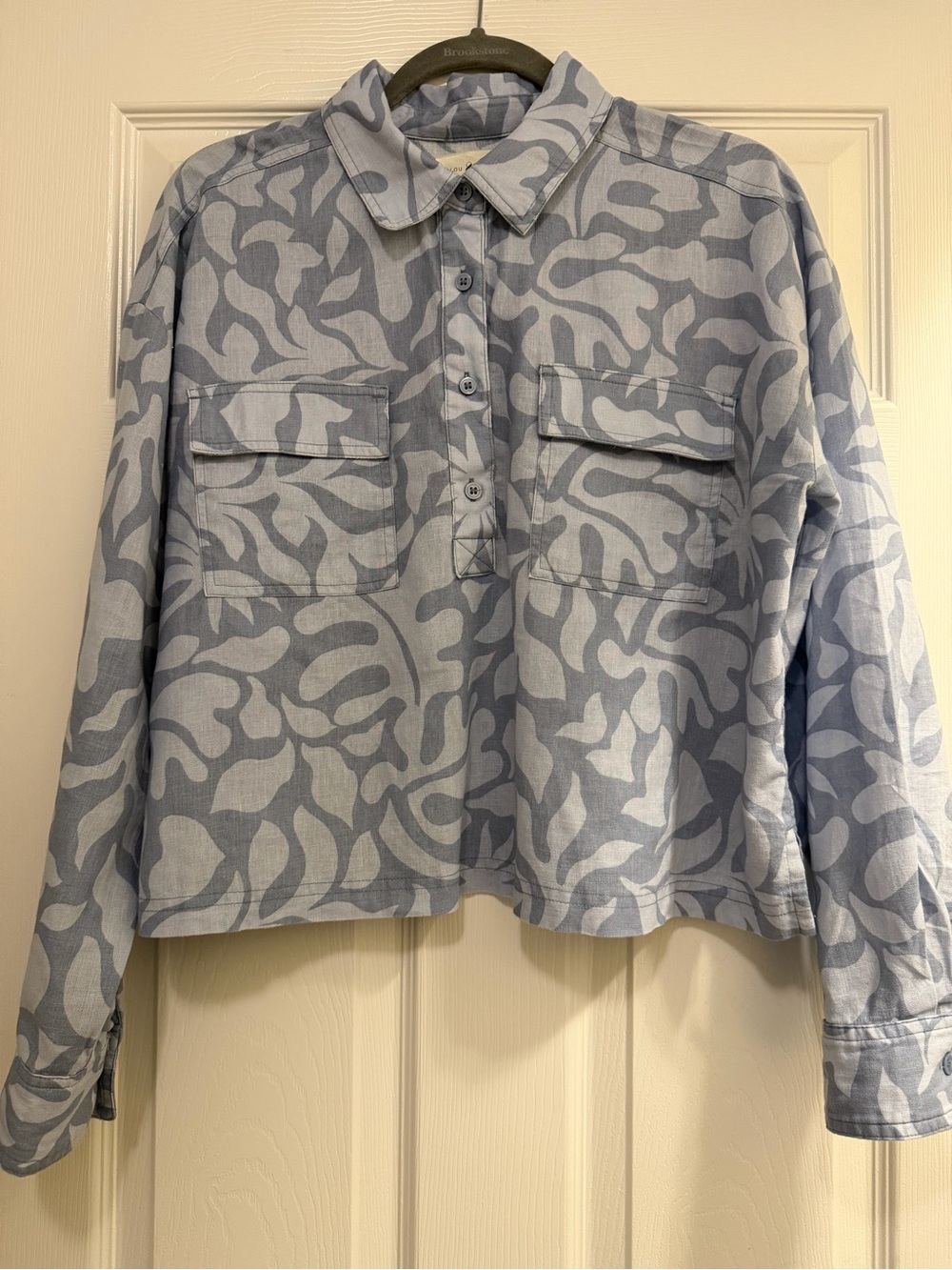 Lou & Grey Light Blue Printed Cotton Pullover Jacket